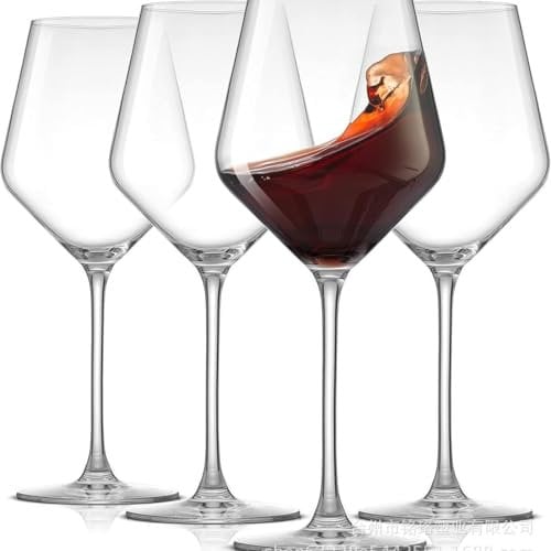 Unbreakable Tritan Plastic Red Wine Glasses 440 ml – Set of 4, Reusable Plastic Elegant Floating Goblets 15 oz for Pool Parties, Wedding, Birthdays, Outdoor Camping, Travel, BPA-Free, Dishwasher Safe