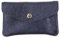 Double Tree - Porte-Monnaie Femme en Cuir Véritable Irisé Élégant - Petit Portefeuille Brillant à Rabat Format Enveloppe Mi-Long - Léger et Pratique - Bleu Marine