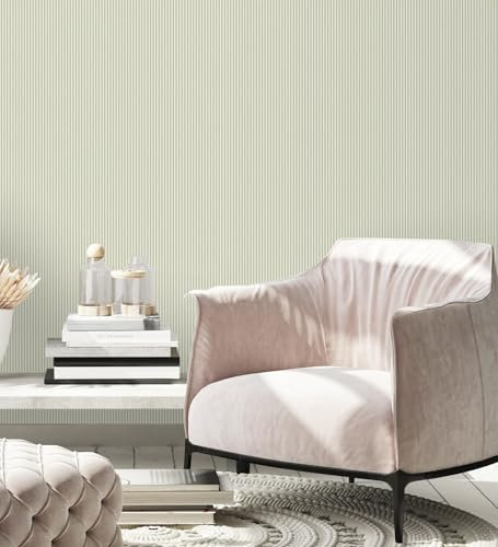 GAULAN 683453 Papier peint à fines rayures peintes façon anglaise, tons verts pour mur salon cuisine bain chambre stanza salle à mange tête de lit - Rouleaux de 10 m x 0,52 m