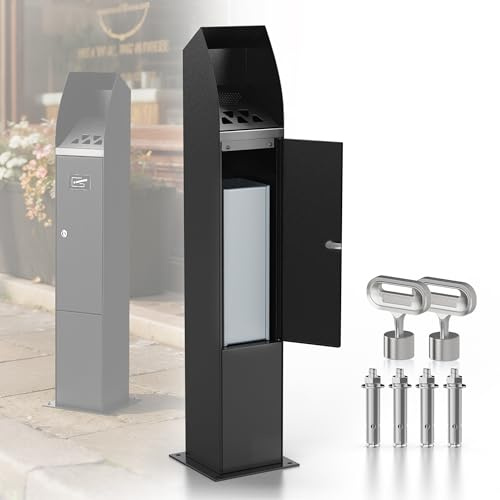 Outdoor Ashtray, Standing Cigarette Bin, Smoking Bin, Heavy Duty Steel Ashtray Outdoor, for Public Areas,Restaurants,Pubs, Clubs (Removable Inner Bucket)