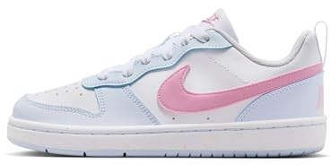 Nike Kinder Court Borough Low ESS+ (Gs) Freizeit-Schuhe, White/Pink Rise/Football Grey, 35.5