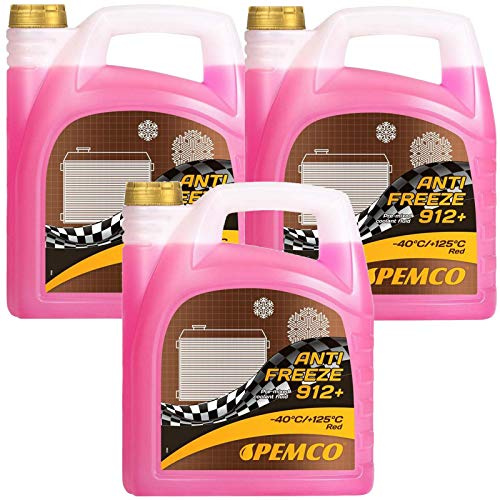 SCT Germany 3x Kühlmittel (15L) | Pemco 912 Rosa/rot (fertigmischung bis 40°C), Kühlerfrostschutz
