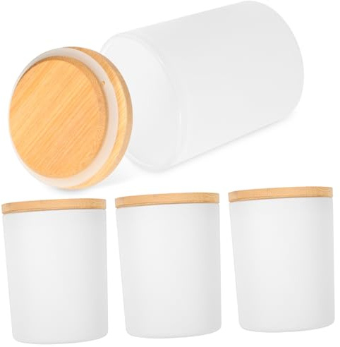 Hemobllo 4 juegos Vasos de Vidrio para Velas Aromáticas con Tapa de Bambú Frascos Duraderos para Hacer Velas DIY Diseño Elegante y Práctico para Decoración del Hogar