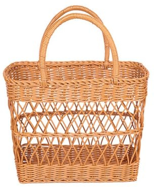 Bosiyrggrl Woven Storage Bags for Picnics and Outings Hanging Makeup Organizer Handmade Travel Bag for Women Shopping Basket 36cm