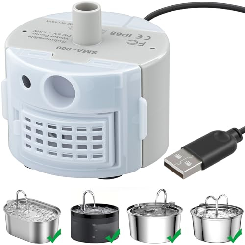 Pompa Fontanella per Gatti 3.2L 5V/1A Pompa di Ricambio Ultra Silenziosa con Cavo USB da 1,8 Metri Pompa Dell'Acqua Per Animali Domestici