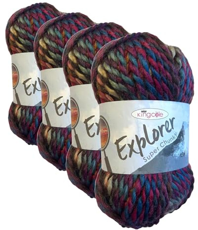 King Cole Explorer Super Chunky 80% Acrylic 20% Wool Knitting Yarn (Marco Polo 4299) (Pack of 4)