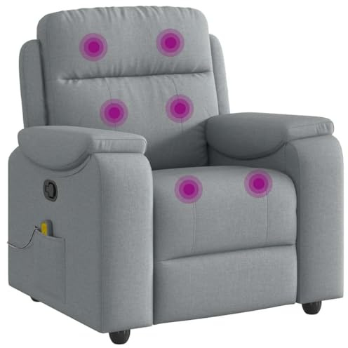 Emmtore Sillón reclinable de Masaje de Tela Gris Claro, Sillón Relax Reclinable