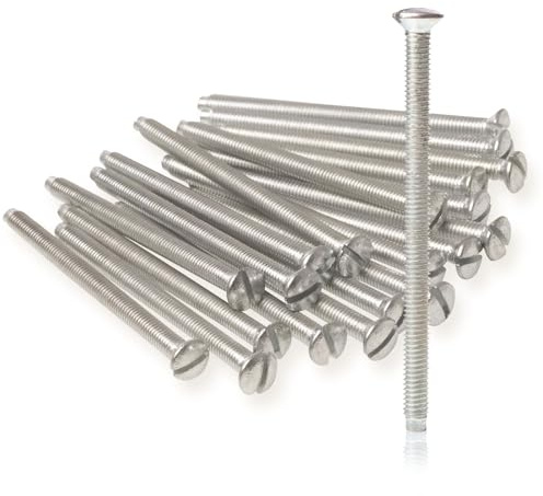 40PCS M3.5 Electrical Socket Screws, Silver Flat Head Slotted Machine Screw | Length 60mm, Long Electrical Switch Screws for Socket & Switch Installation, Back Boxes & Faceplates