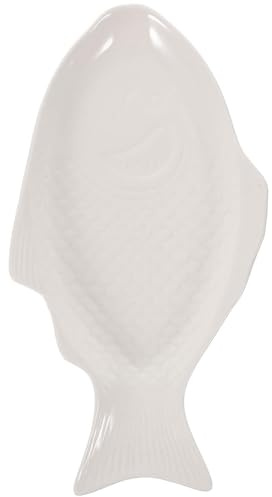 JOINPAYA Plateau de Service en Porcelaine Blanc pour Assiettes à Poisson et Plats de Grignotage Lors de Repas Quotidiens