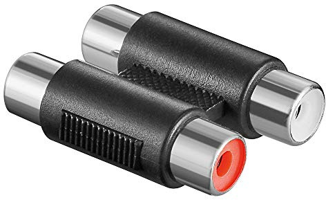 BestPlug RCA L-R Audio Adapter Verbindungsstück, 2 Cinch Buchse Kupplung weiblich auf 2 Cinch Buchse Kupplung weiblich, Schwarz