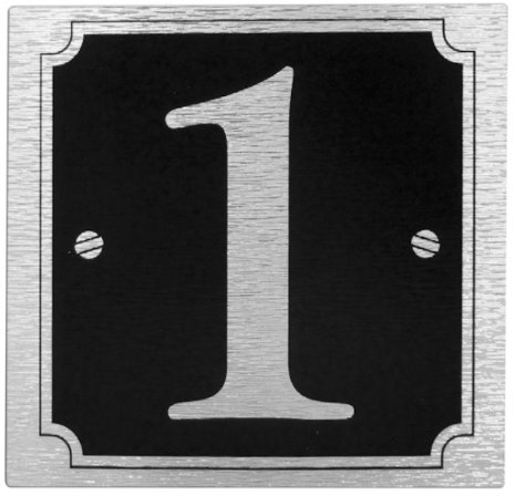 Rowan House or Gate Number '1' - Self Adhesive Silver on Black