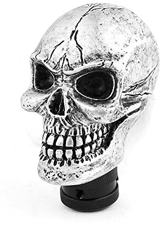 sourcing map Silber Metall Skull Schaltknauf Schalthebel Schaltkopf für Auto mit 3 Connector DE de
