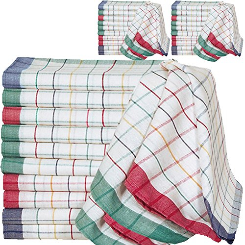 DEUBA® 30er Set Geschirrtücher Saugstark 50x70cm Baumwolle 60 Grad waschbar Küche Küchentücher Geschirrhandtücher kariert