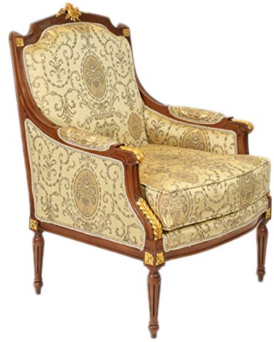 Casa Padrino Barock Lounge Thron Sessel Empire Gold Muster/Mahagoni Braun/Gold - Ohren Sessel - Ohrensessel Tron Stuhl