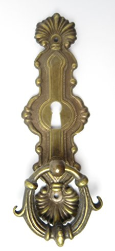 Clever-Deko Beschlag Messing Griffbeschlag Schrankgriff Schrank Schublade Schranktür Messing senkrecht mit Griff brüniert Gründerzeit Jugendstil Art Deco Ringbeschlag Jugendstil