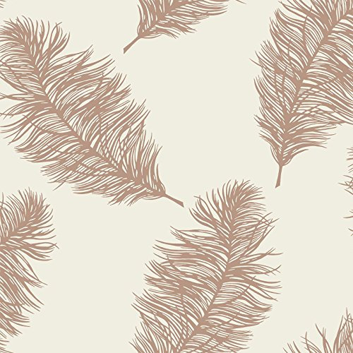 Holden Decor Statement Wallpaper Fawning Feather Cream/Rose Gold 12627 Full Roll