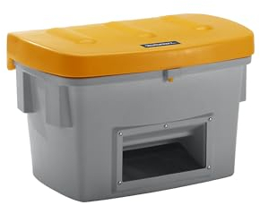 eurokraft | pro | Universal- und Streugutbehälter | mit Entnahmeöffnung | 200 l | Deckel orange