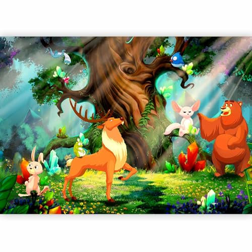 murando - Papier peint panoramique chambre d'enfant 350x256 cm - Revêtement mural décoration salon - Pour les enfants arbres forêt oiseaux herbe animaux enfant d'âge préscolaire e-C-0053-a-a
