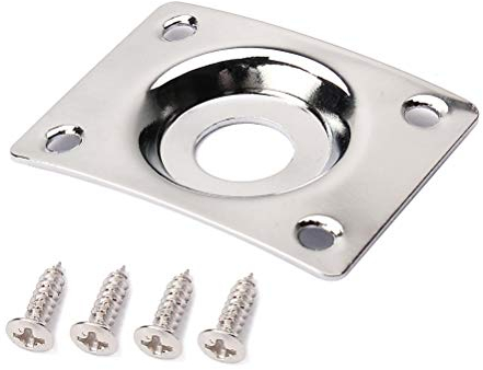 SUPVOX Quadratische, gebogene Gitarrenklinkenbuchse, 1/4 Zoll (6,35 cm), Pickup, Gitarren-Ausgang, Klinkensteckdose, mit Schrauben für E-Bass (Silber)