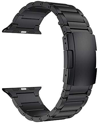 Ldfas compatibile per Apple Watch 44mm 42mm titanio metallo orologio da polso con doppia chiusura a bottone compatibile per Apple Watch Series 4 3 2 1