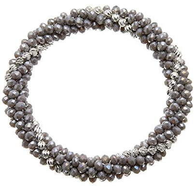 Bello London Bracelet extensible avec perles en verre gris et plaqué argent - Rae G06