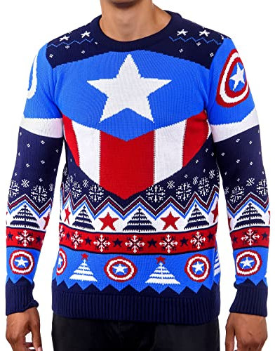 Captain-American Christmas Jumper for Men and Women Marvel Gift (Size: XXXL)