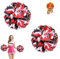 AUHOTA 2 Stück Kunststoff Cheerleading Pom Poms mit Taktstock Griff, Cheerleader Pompons Handblumen (Schwarz/Rot/Weiß)
