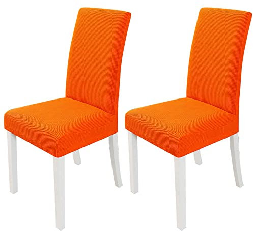 PETCUTE Stuhlhusse stuhlbezug Stretch Hussen für Stühle Spandex Stuhlhussen für Hochzeit Orange 2er Set