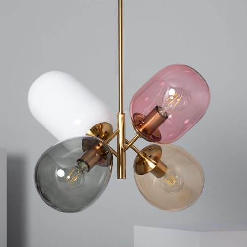 LEDKIA LIGHTING - Lámpara Colgante de Metal y Cristal Papallona | Diseño Elegante | Compatible con Bombillas LED E27 | Uso Interior | Ideal para Salón y Dormitorio, Dorado, Metal
