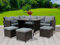 BIRCHTREE PE Rattan Garden Furniture Set Sofa Chair Foot Stool Table Glass Coffee Table 9 Seater Cushion Outdoor Patio Conservatory RFS04 Brown