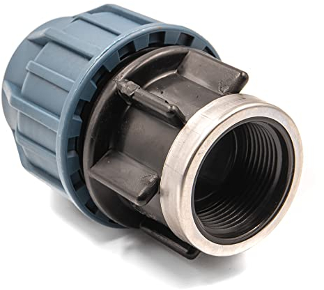 Adaptateur en polypropylène avec filetage intérieur pour tuyau PE 40mm x 1 – raccord à compression pour eau potable, 16 bar, cert. DVGW/KIWA/WRAS