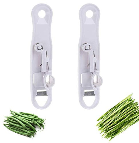 Mein HERZ 2 Pcs Coupe-Haricots Vert, Effileur de pour Haricots, Coupe/Effile-Haricot, Outils à légumes de Cuisine, Plastique, Blanc, 3 x 13 x 3 cm