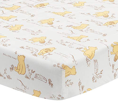 Lambs & Ivy Disney Baby Storytime Pooh Spannbetttuch für Kinderbett, 100 % Baumwolle, Weiß