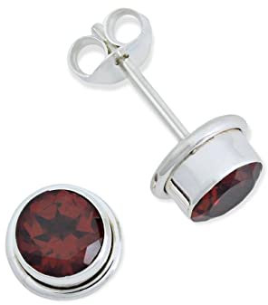 Ohrstecker 925 Silber Granat roter Stein Edelstein Ohrringe echt Silber Damen Sterling Silber Stecker Geschenk(MOS-048-52)
