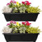 VR7 Lot de 2 jardinières de jardin avec plateaux de 60 cm de long en plastique durable pour plantation de fenêtre surélevée - Idéal pour fleurs, herbes et légumes (noir, sans plateaux)
