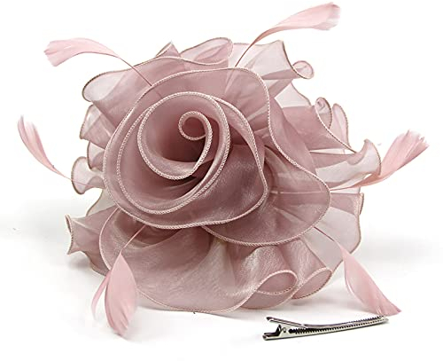 SANWOOD Blossom Rose Hochzeit Fascinator Hut Damen Elegantes Kostüm Haarspange Zubehör für Cocktail,Tea Party Royal Ascot Church Kopfstück Naked Pink