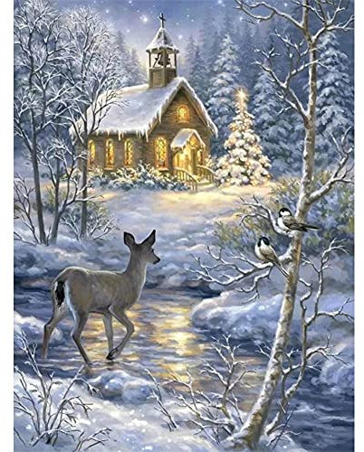 DIY 5D Diamant Painting Bilder Full Groß Winterlandschaft 40x50cm Diamant Gemälde Malen nach Zahlen Kit Diamant Malerei Mosaik Kreuzstich Strass Gemälde Wall/Eingang/Büro Dekorationen