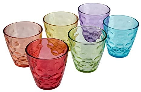 genialo Trinkgläser Kunterbunt, 6 Stück je 220 ml, spülmaschinengeeignet, Trinkbecher aus Glas