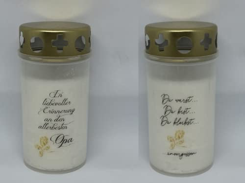 2 Aufkleber für Grablichter Set In liebevoller Erinnerung an den allerbesten Opa unvergessen Grablicht Trauerkerze Trauer