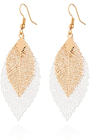 Selia farbenfrohe Sommer Trend Ohrringe in Blatt Optik - Elegant floral hängende BOHO Hängeohrringe - Natürliche bunte Hippie Beach Earrings für Damen (Shiny Glamour)