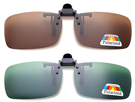 Skyzone Clip-on-Sonnenbrille, 2 Paar Sonnenbrillen, polarisierte Gläser zum Aufklappen, passend über Korrektionsbrillen für Damen und Herren