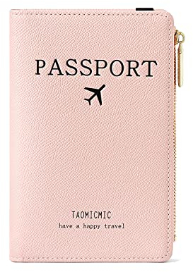 Katech Custodia per Passaporto, Custodia per Passaporto in Pelle PU Premium con Blocco RFID, Custodia per Passaporto Protettiva Per Carte di Credito, Documenti D'identità e Di Viaggio (Rosa)