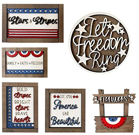 Day Patriot Decorazioni per la casa Independence Set Vassoio Regali Decor Perfetto Vassoio a più Livelli Biscottiera per Noci Dolci (A, One Size)