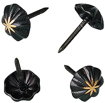 Upholstery Tacks, Furniture Upholstery Nails for Decorative, 100 PCS 7/16 inch Decorative Tack for Furniture DIY Decorative, Pumpkin Shape Nail Copper Renaissance/Matt Black