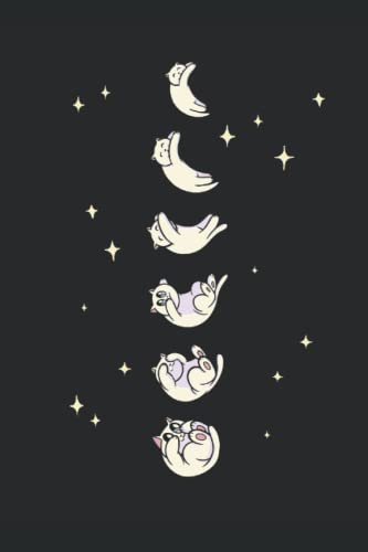 Notizbuch: Katzen Mondphase Notizbuch | 6x9 Zoll DIN A5 | 100 Seiten liniert | Astrologie Notizheft | Mond Tagebuch | Vollmond Schreibheft | Katze Mondphasen Geschenk