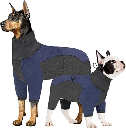 Sanswin Wintermantel Hund, Hundemantel Mittel Grosse Hundejacke Winter Warm Hundekleider mit Reißverschluss und Stehkragen, Im Freien Winterweste Hund mit Bauchschutz (XL,Schwarz Blau)