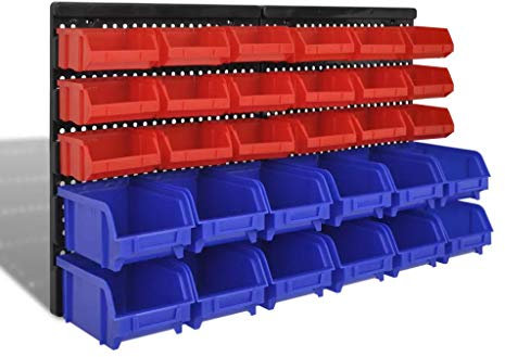 ZEYUAN 30 teiliges Wandregal, Lagerregal, Steckregal, Eckschrank, Eckablage, Winkelküche, Bücherregal, Schminkregal, Blau Rot Werkstatt