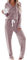 Aamikast Pyjama-Set für Damen, langärmeliges Oberteil mit Knöpfen, Nachtwäsche, Schlafanzug, weicher Hausanzug, Streifen pink, M