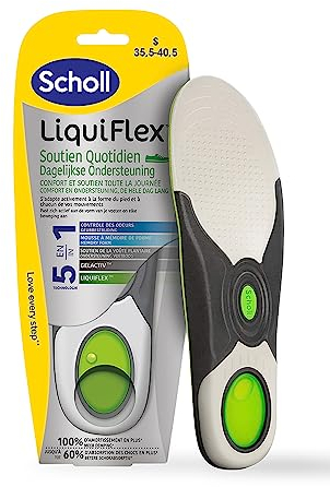Scholl Semelles LiquiFlex Soutien Quotidien pour Hommes - Confort Durable, Mémoire de Forme et Soutien de la Voûte Plantaire, Idéal pour Longues Journées - Taille 41-46,5-1 Paire