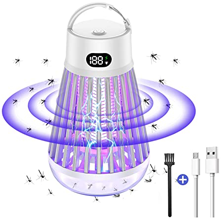 KEAGAN Insektenvernichter, USB Wiederaufladbarer Mückenlampe, 3 IN 1 Insektenvernichter Elektrisch Mückenlampe, mit UV-Lampe für Schlafzimmer Camping Garten Innen und Aussen